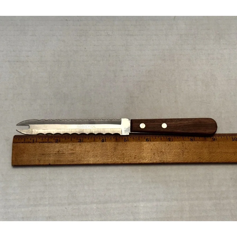Vintage Kootchick Stainless Steel Double Edge Serrated Slicing Knife Japan